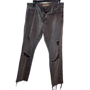 Crysp Denim Black Distressed Jeans 34